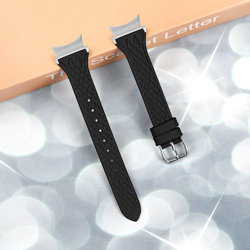 For Samsung Galaxy Watch4 / Watch5 / Watch4 Classic / Watch4 Active / Watch5 Active / Watch5 Pro Rhombus Watchband - Black For Samsung Galaxy Watch4 / Watch5 / Watch4 Classic / Watch4 Active / Watch5 Active / Watch5 Pro Rhombus Watchband - Black